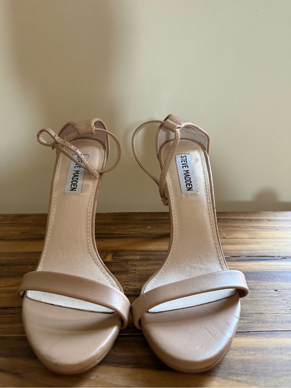 Steve Madden Nude Ankle-Strap Open-Toe Heels
